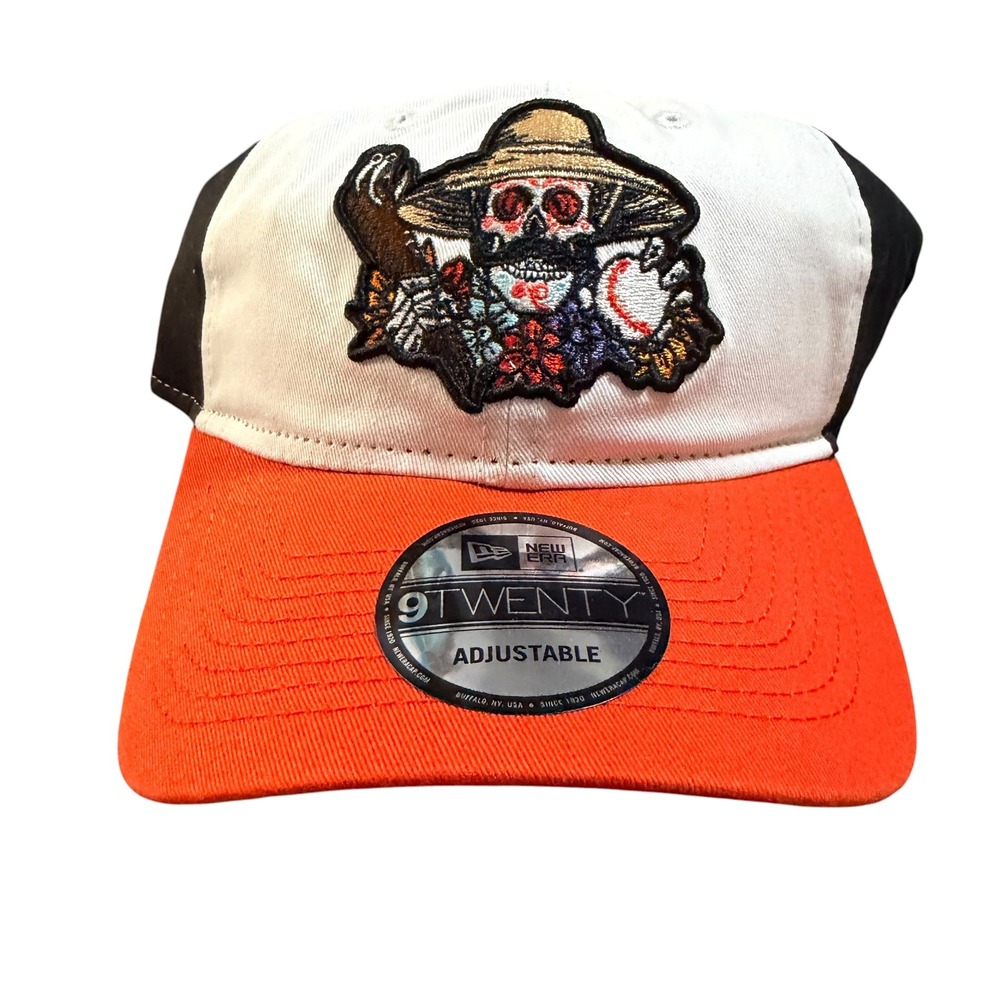 New Era 9TWENTY Corpus Christi Hooks Sugar Skull Hat MiLB Orange White Black